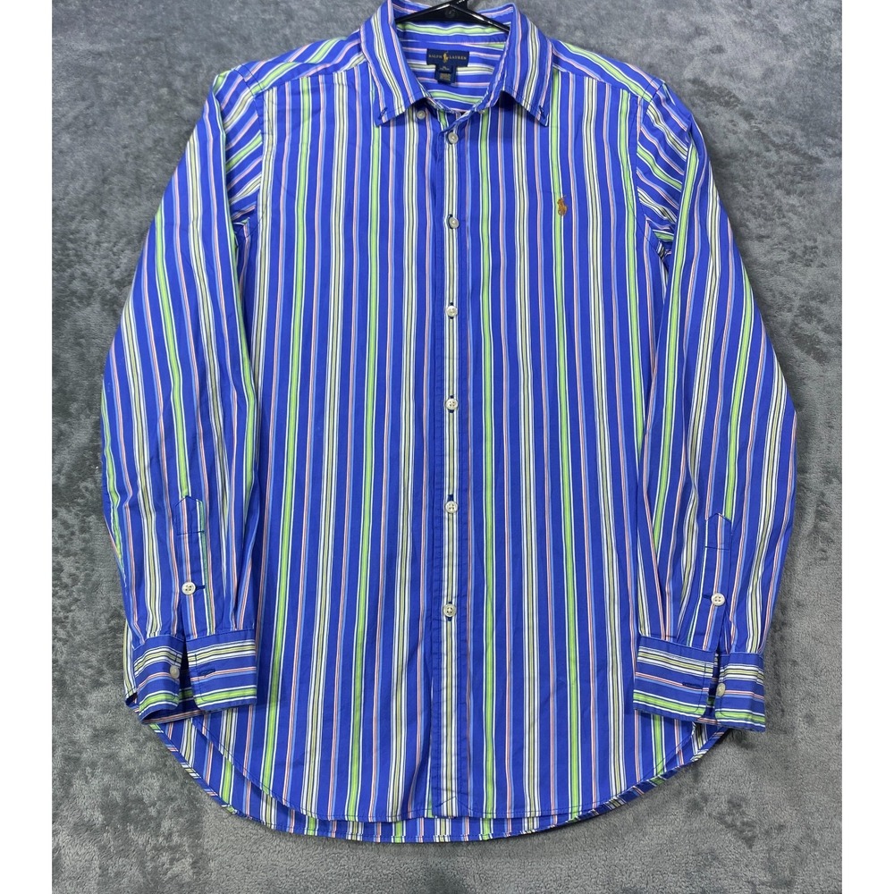 Polo Ralph Lauren Shirt Youth XL 18-20 Striped Button Long Sleeve Boys Retro